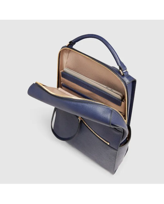Piquadro Zaino pelle porta pc 14" Patricia Blu