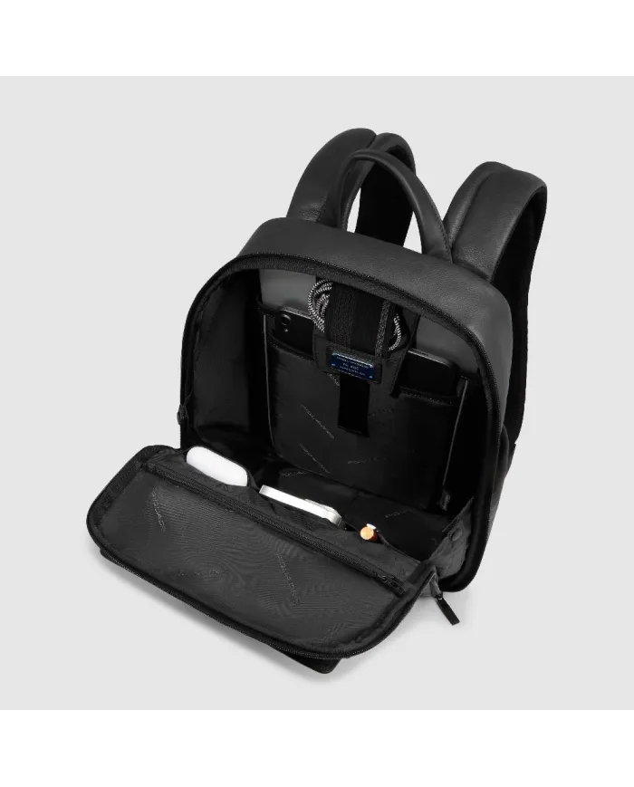 Piquadro Zaino in pelle porta pc 13,3 Ael Nero