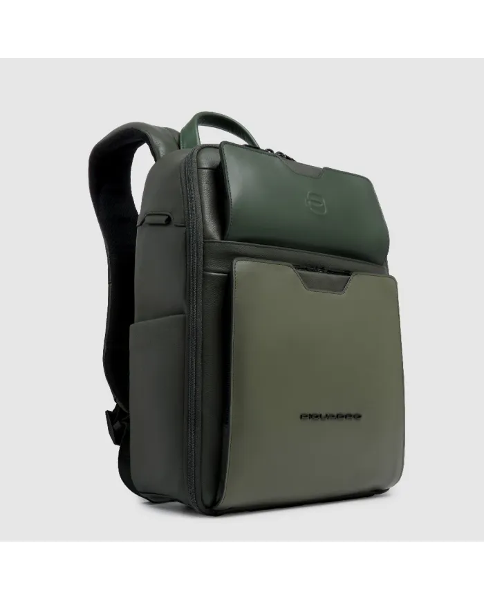 Piquadro Zaino in pelle porta pc 13,3 Ael Verde