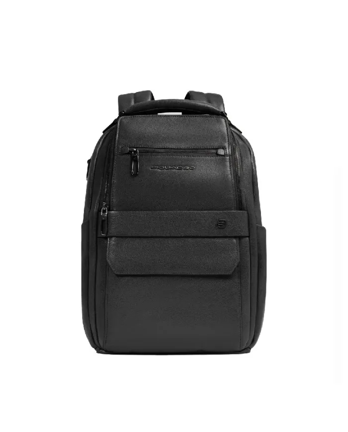 Piquadro Zaino in pelle porta pc Solm Nero