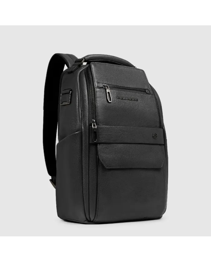 Piquadro Zaino in pelle porta pc Solm Nero