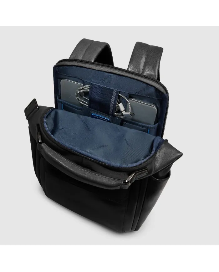 Piquadro Zaino in pelle porta pc Solm Nero
