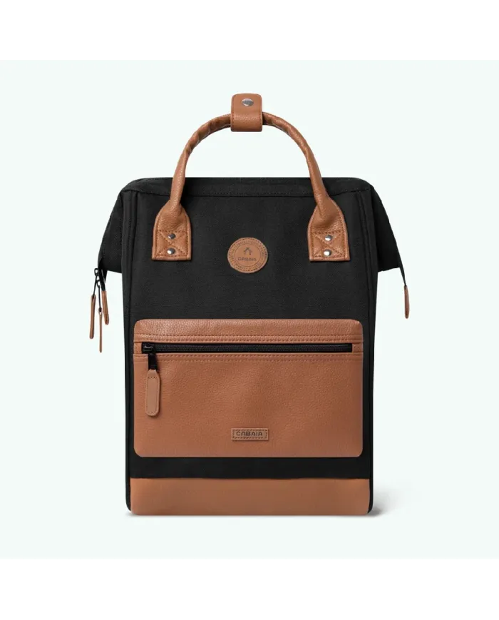 CABAIA Zaino Medio cordura Cologne Nero/Cuoio