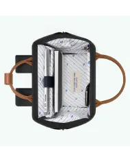 CABAIA Zaino Medio cordura Cologne Nero/Cuoio