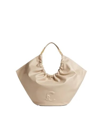 Coccinelle Borsa Smash Large in Pelle con Dettagli Catena Beige