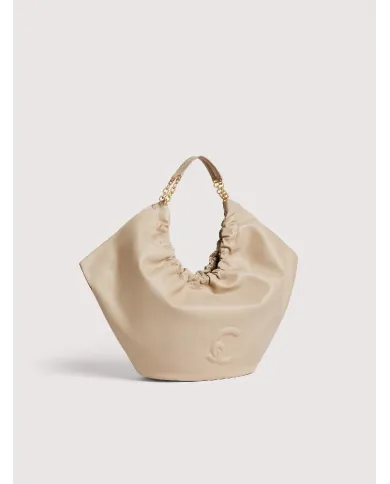 Coccinelle Borsa Smash Large in Pelle con Dettagli Catena Beige