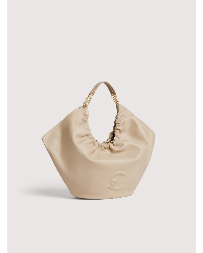 Coccinelle Borsa Smash Large in Pelle con Dettagli Catena Beige