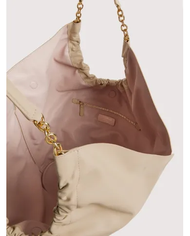 Coccinelle Borsa Smash Large in Pelle con Dettagli Catena Beige
