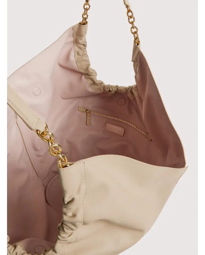 Coccinelle Borsa Smash Large in Pelle con Dettagli Catena Beige