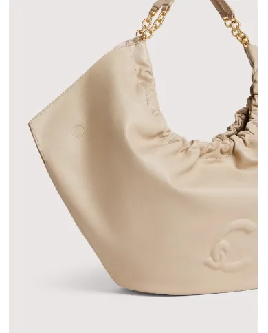 Coccinelle Borsa Smash Large in Pelle con Dettagli Catena Beige