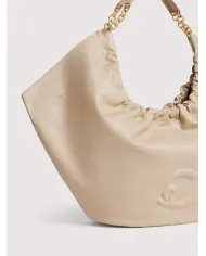 Coccinelle Borsa Smash Large in Pelle con Dettagli Catena Beige