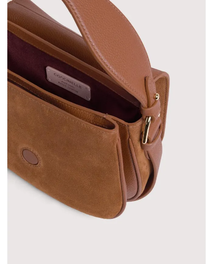 Coccinelle Borsa in pelle Mavery suede small Cognac