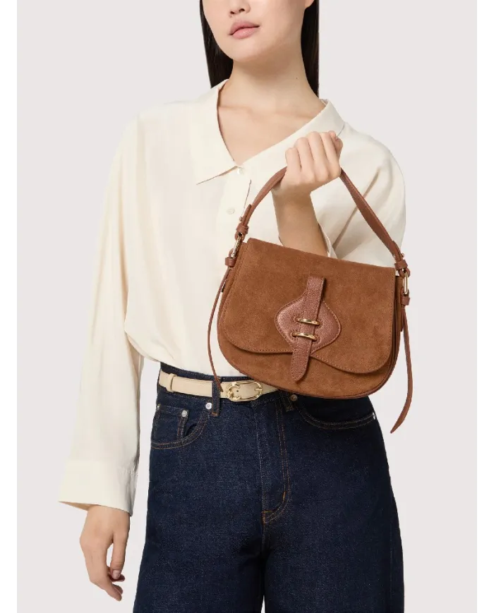 Coccinelle Borsa in pelle Mavery suede small Cognac