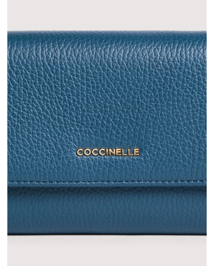 Coccinelle Portafoglio grande in pelle "Metallic soft" Avio