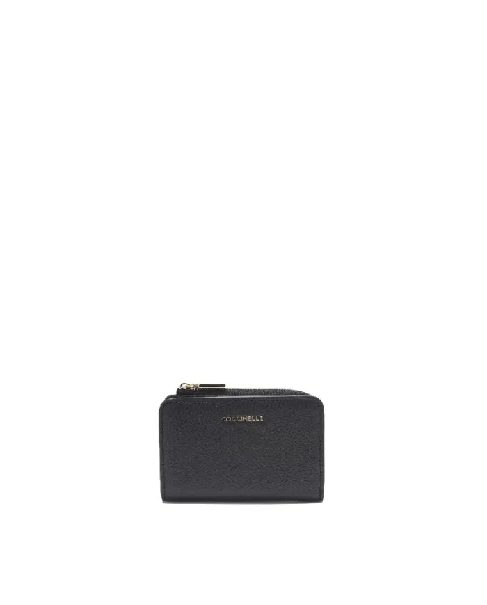 Coccinelle Portafoglio piccolo in pelle Metallic Soft Nero