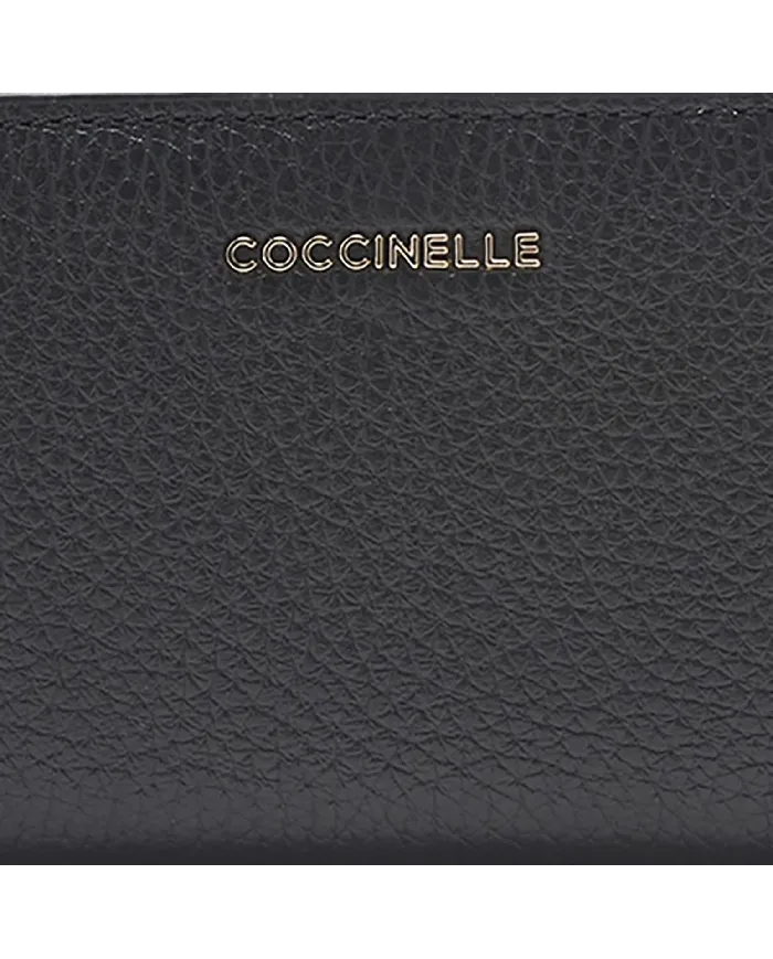 Coccinelle Portafoglio piccolo in pelle Metallic Soft Nero