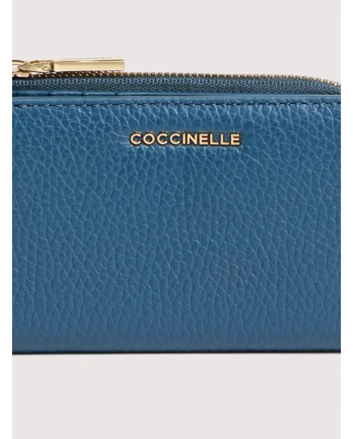 Coccinelle Portafoglio piccolo in pelle Metallic Soft Avio