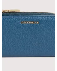 Coccinelle Portafoglio piccolo in pelle Metallic Soft Avio