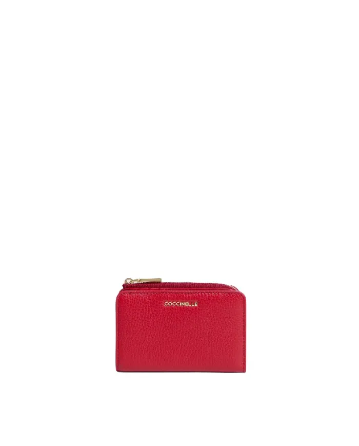 Coccinelle Portafoglio piccolo in pelle Metallic Soft Rosso