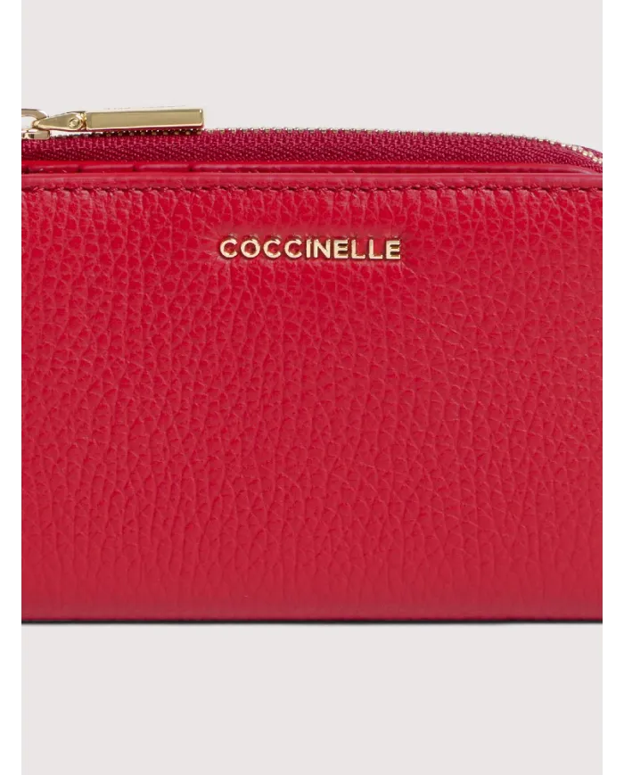 Coccinelle Portafoglio piccolo in pelle Metallic Soft Rosso