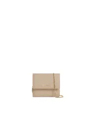 Coccinelle Portafoglio piccolo in pelle con tracolla Metallic Soft Beige