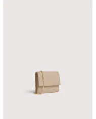 Coccinelle Portafoglio piccolo in pelle con tracolla Metallic Soft Beige