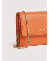 Coccinelle Portafoglio piccolo in pelle con tracolla Metallic Soft Cuoio