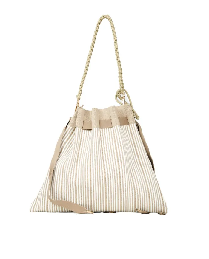 FRI-YAY Borsa a tracolla plisse Beige/Bianco