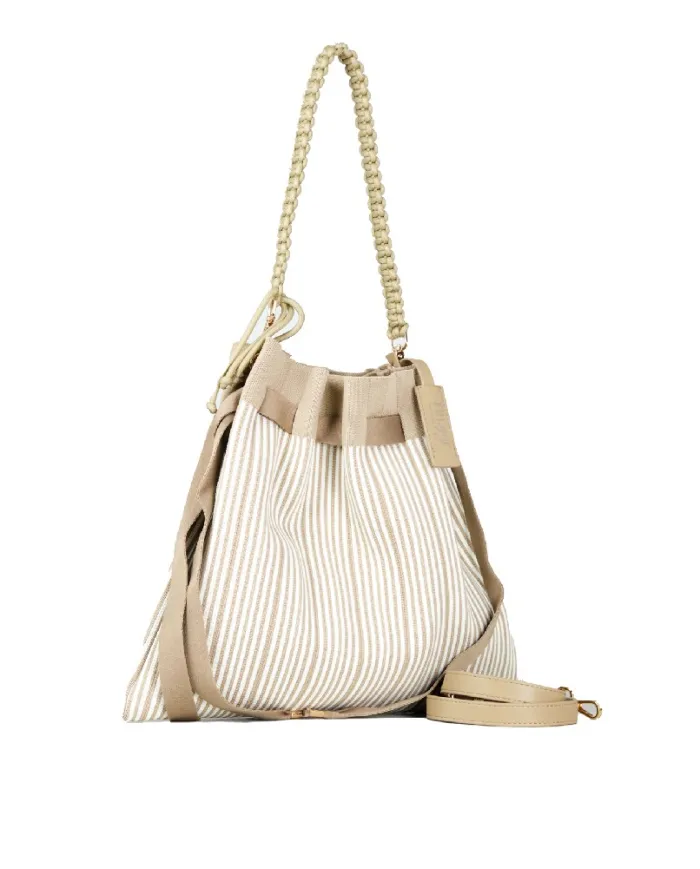 FRI-YAY Borsa a tracolla plisse Beige/Bianco