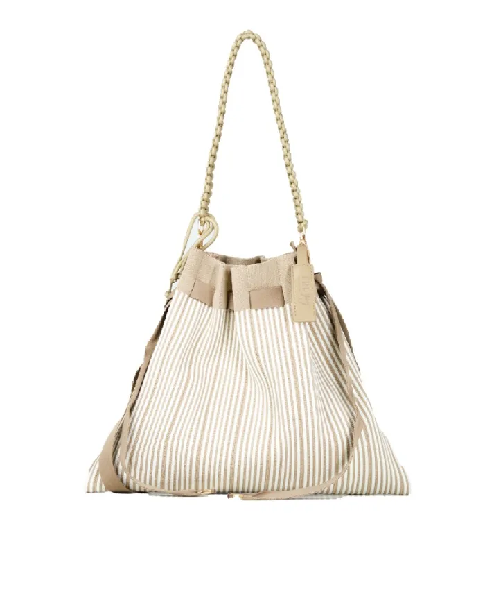 FRI-YAY Borsa a tracolla plisse Beige/Bianco