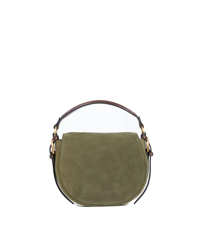 La Martina Borsa bandoliera Sienna in suede Verde/Testa moro