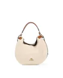 La Martina Borsa Hobo a spalla Luna in Camoscio e Cuoietto Beige/Cuoio