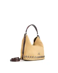 La Martina Borsa a tracolla scamosciata con borchie Cammello/Testa moro