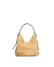 La Martina Borsa a tracolla scamosciata con borchie Cammello/Testa moro