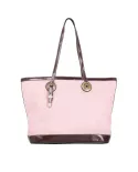 La Martina Shopping Bag Gaucho in Canvas Effetto Lino con Borchie Rosa