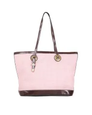 La Martina Shopping Bag Gaucho in Canvas Effetto Lino con Borchie Rosa