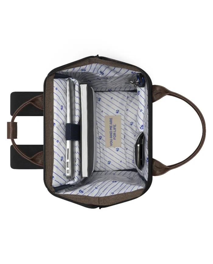 CABAIA Zaino Medio cordura Managua Nero/Marrone