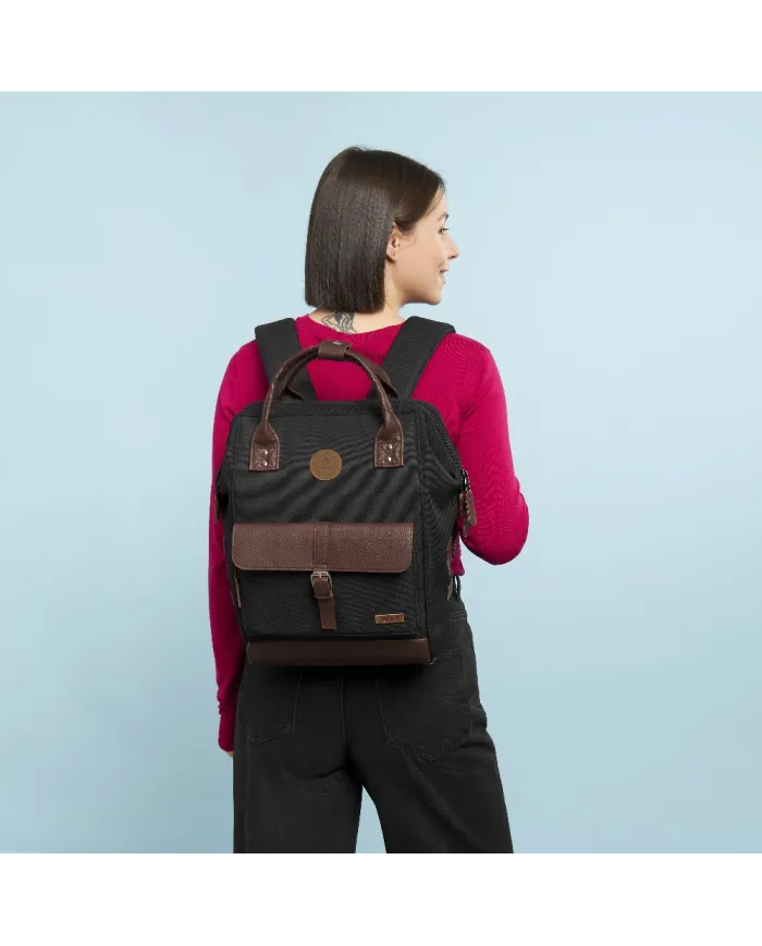 CABAIA Zaino Medio cordura Managua Nero/Marrone