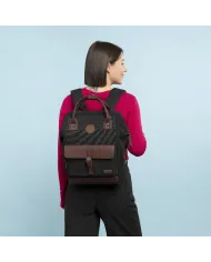 CABAIA Zaino Medio cordura Managua Nero/Marrone