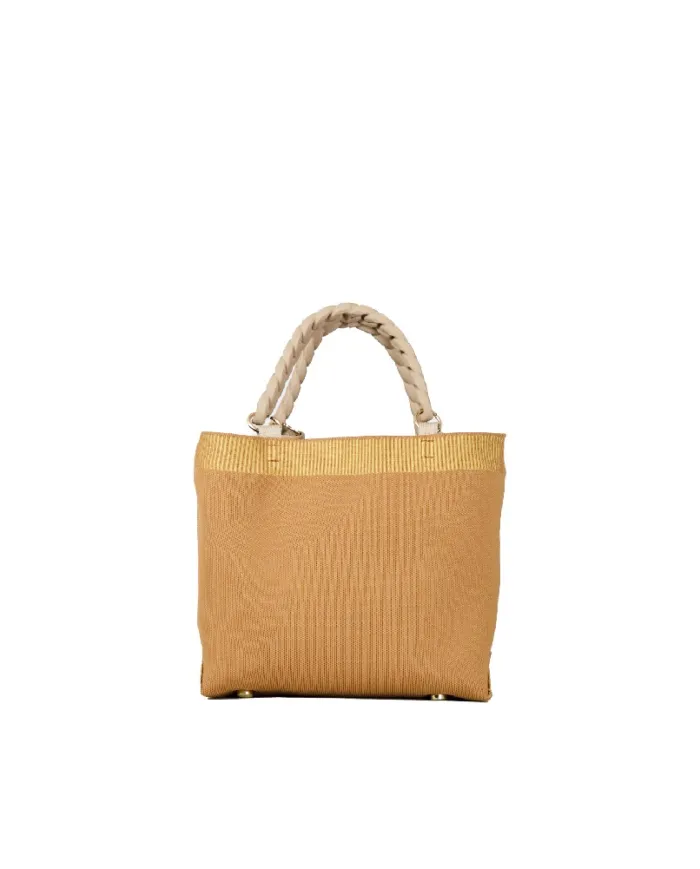 FRI-YAY Mini Borsa a Mano con Strass e Tracolla Cammello