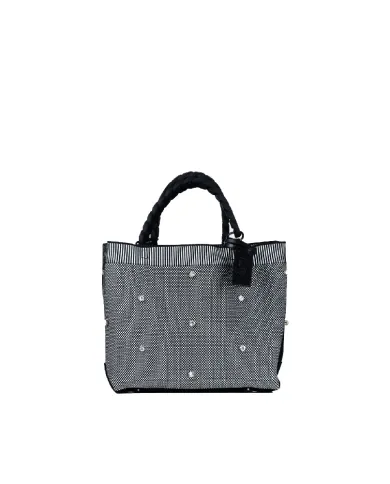 FRI-YAY Mini Borsa a Mano con Strass e Tracolla Nero