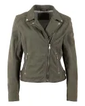 Mauritius Giacca Chiodo Donna in morbida Pelle Vintage Verde