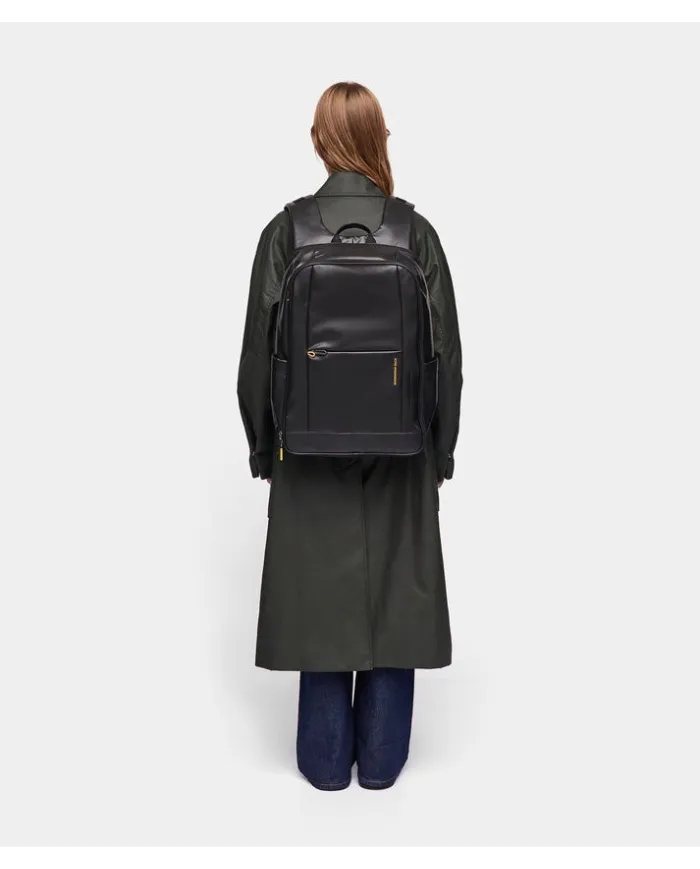 Mandarina Duck Eco Coated Zaino da Viaggio impermeabile con Porta PC 17” Nero
