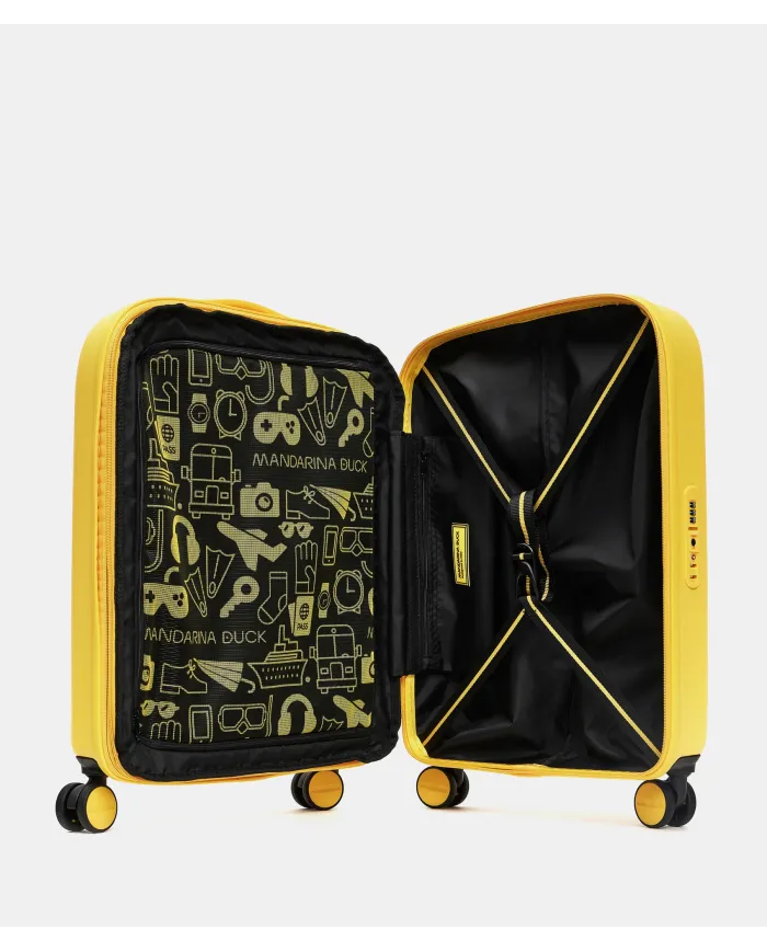 Mandarina Duck Logoduck+ Trolley Cabina Rigido Espandibile - Bagaglio a Mano 4 Ruote Giallo