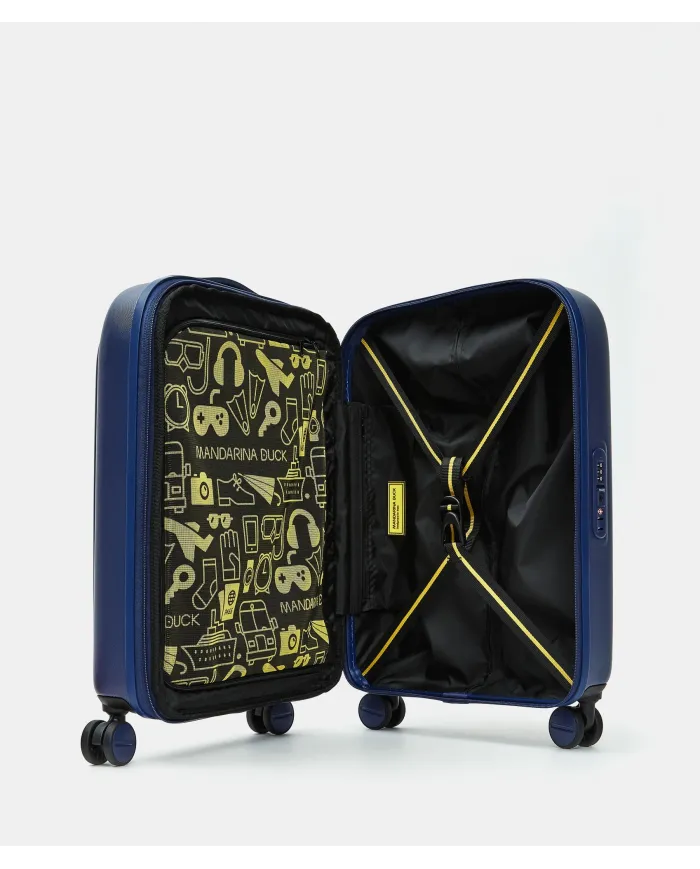 Mandarina Duck Logoduck+ Trolley Cabina Rigido Espandibile - Bagaglio a Mano 4 Ruote Blu