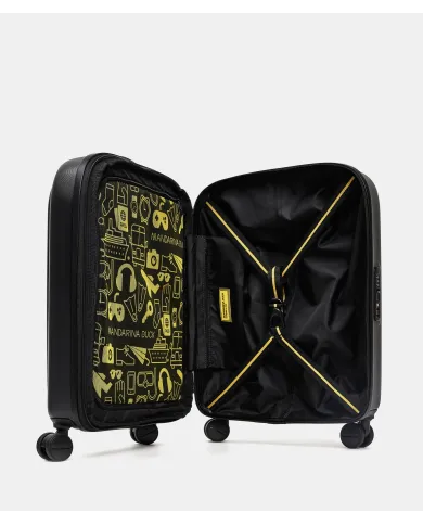 Mandarina Duck Logoduck+ Trolley Cabina Rigido Espandibile - Bagaglio a Mano 4 Ruote Nero