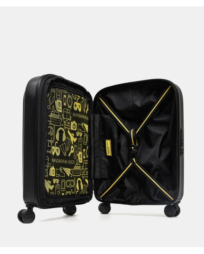 Mandarina Duck Logoduck+ Trolley Cabina Rigido Espandibile - Bagaglio a Mano 4 Ruote Nero