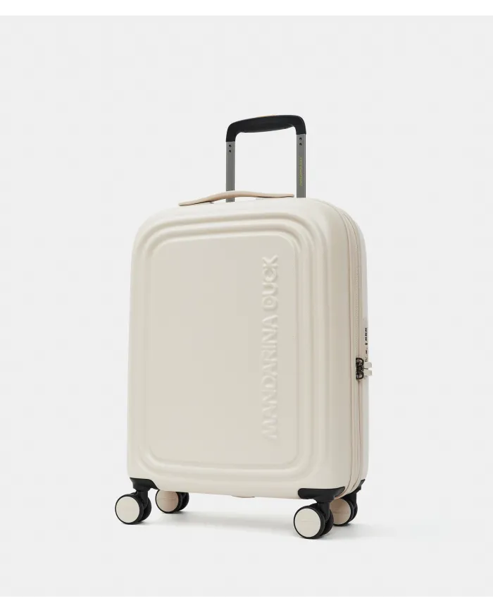 Mandarina Duck Logoduck+ Trolley Cabina Rigido Espandibile - Bagaglio a Mano 4 Ruote Avorio