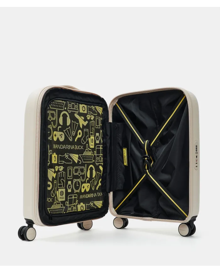 Mandarina Duck Logoduck+ Trolley Cabina Rigido Espandibile - Bagaglio a Mano 4 Ruote Avorio