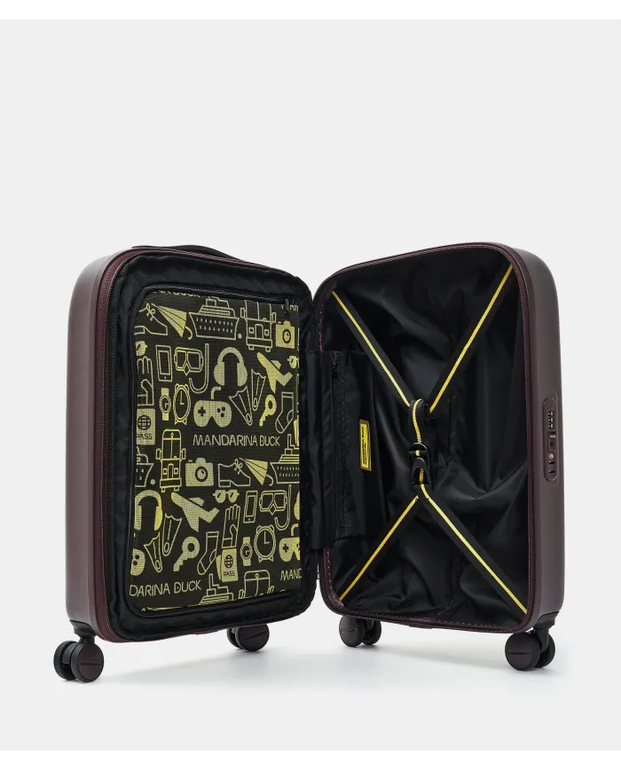 Mandarina Duck Logoduck+ Trolley Cabina Rigido Espandibile - Bagaglio a Mano 4 Ruote Marrone